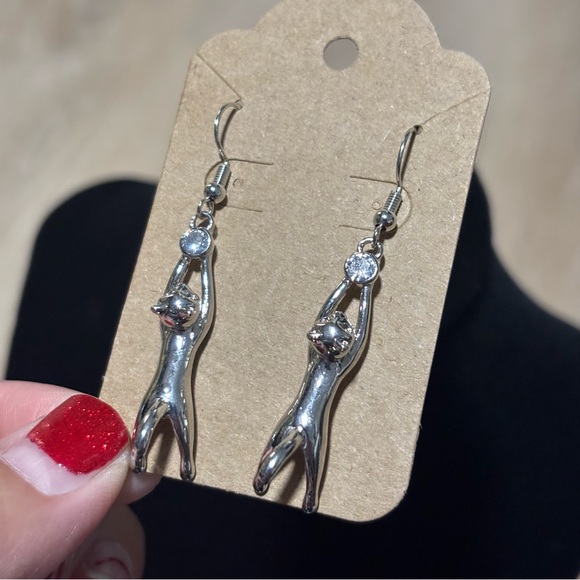 Cute Hanging Cat Dangle, Hook Earrings - Super Cute Kitty Cat Earring - Picture 5 of 13